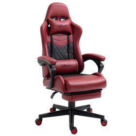 Vinsetto Red Reclining Gaming Chair Adjustable Height Lumbar Support PU Leather Swivel