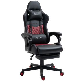 Vinsetto Racing Gaming Chair Black with Footrest PU Leather Swivel Wheel High Comfort