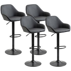Aosom Swivel Bar Stool Collection Black PU Leather Seating Steel Base Elegant Durable