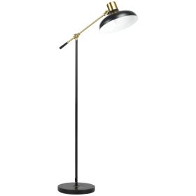 HOMCOM Floor Lamps for Living Room, Industrial Standing Lamp with Balance Arm, Adjustable Head, 31.5"x11.75"x65", Black