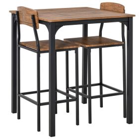 HOMCOM 3-Piece Dining Set Industrial Counter Height Bar Table and Chairs Black