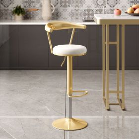 Modern Adjustable Swivel Bar Stools or Counter Stools with Velvet Upholstery White