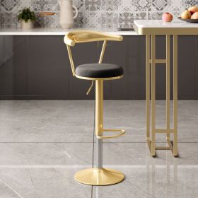 Modern Adjustable Swivel Bar Stools or Counter Stools with Velvet Upholstery Black