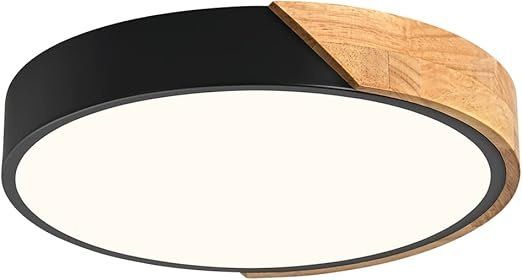 Vikaey Modern LED Ceiling Light, Minimalist Wood Flush Mount Ceiling Light Fixture, 4000K Not Dimmable