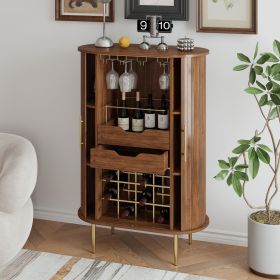 Farmhouse Bar Cabinet with Wine Rack, 12-Bottle Multi-Functional Wine Bar Station for Living Room and Kitchen