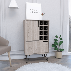 Zamna L Bar Single Door Cabinet, Eight Built-in Wine Rack, Four Legs