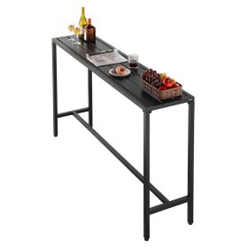 VEVOR Outdoor Bar Table, 63 x 15 in Patio Bar Table, Waterproof Top & Sturdy Metal Frame, Rectangle Counter Height Dining Tables