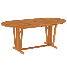 Garden Table Natural Wood Solid Eucalyptus Wood Large Extendable