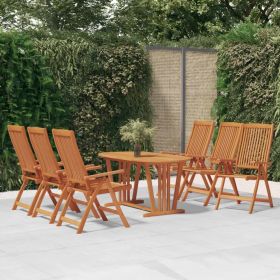 Garden Chair Set of 6 Brown Solid eucalyptus wood Medium