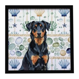 Beauceron Coastal Sea Glass Framed Metal Print Bathroom, Kitchen, Office, Home Decor Wall Art Ready to Hang, Square, 8X8