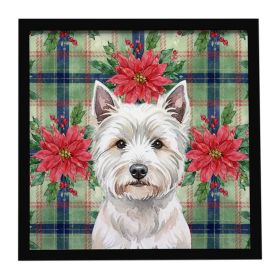 Westie Christmas PoinsettIas Framed Metal Print Bathroom, Kitchen, Office, Home Decor Wall Art Ready to Hang, Square, 8X8