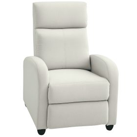 Fabric Recliner Chair Manual Home Theater Seating Single Reclining Sofa Chair with Padded Seat for Living Room, Cream White
