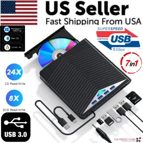 External CD DVD Drive For PC Laptop Windows 11 10 USB 3.0 Burner Reader Writer (Option: Default Title)