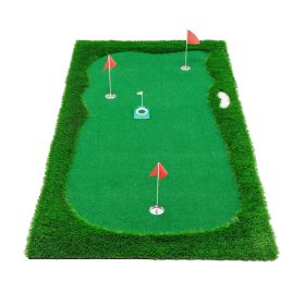 10x5 FT Golf Putting Green, Golf Training Mat With High-quality Turf, 3 Holes, 3 Flags And Cups For Indoor Outdoor (Option: Green)