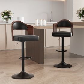 Swivel Bar Stools Set of 2 Seat Adjustable Height 25.2-33.8IN (Color: Black, count: 2 set)