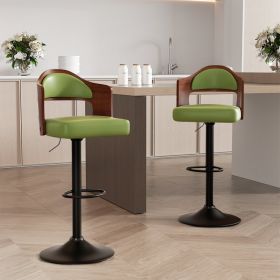 Swivel Bar Stools Set of 2 Seat Adjustable Height 25.2-33.8IN (Color: Green, count: 2 set)
