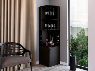 Egina Corner Bar Cabinet, Two External Shelves (Color: Black)