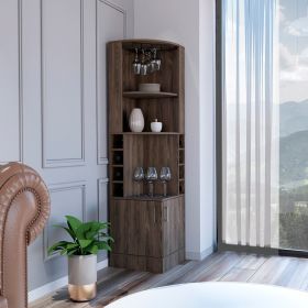 Egina Corner Bar Cabinet, Two External Shelves (Color: Dark Walnut)