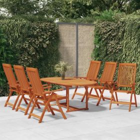 Garden Dining Set Reddish-Brown Solid Eucalyptus Wood Medium (Color: Brown)