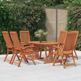 Garden Dining Set Reddish-brown Solid eucalyptus wood Large (Color: Brown)