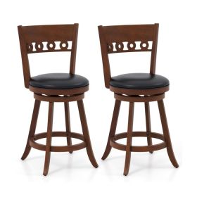 Set of 2 Swivel Bar Stools with Rubber Wood Frame (size: 24.5 inches)