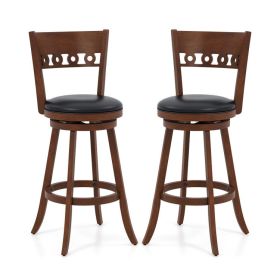 Set of 2 Swivel Bar Stools with Rubber Wood Frame (size: 30.5 inches)