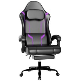 Ergonomic Gaming Chair, Electronic Gaming Chair With Pocket Spring Pad And Footrest, Height Adjustable Computer Chair (Color: Purple)