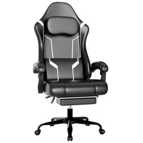 Ergonomic Gaming Chair, Electronic Gaming Chair With Pocket Spring Pad And Footrest, Height Adjustable Computer Chair (Color: White)