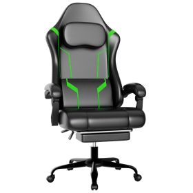 Ergonomic Gaming Chair, Electronic Gaming Chair With Pocket Spring Pad And Footrest, Height Adjustable Computer Chair (Color: Green)