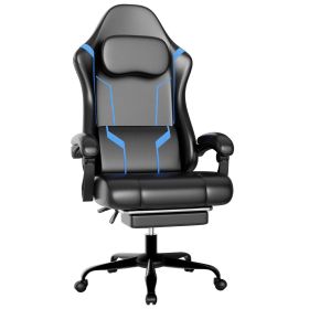 Ergonomic Gaming Chair, Electronic Gaming Chair With Pocket Spring Pad And Footrest, Height Adjustable Computer Chair (Color: Blue)